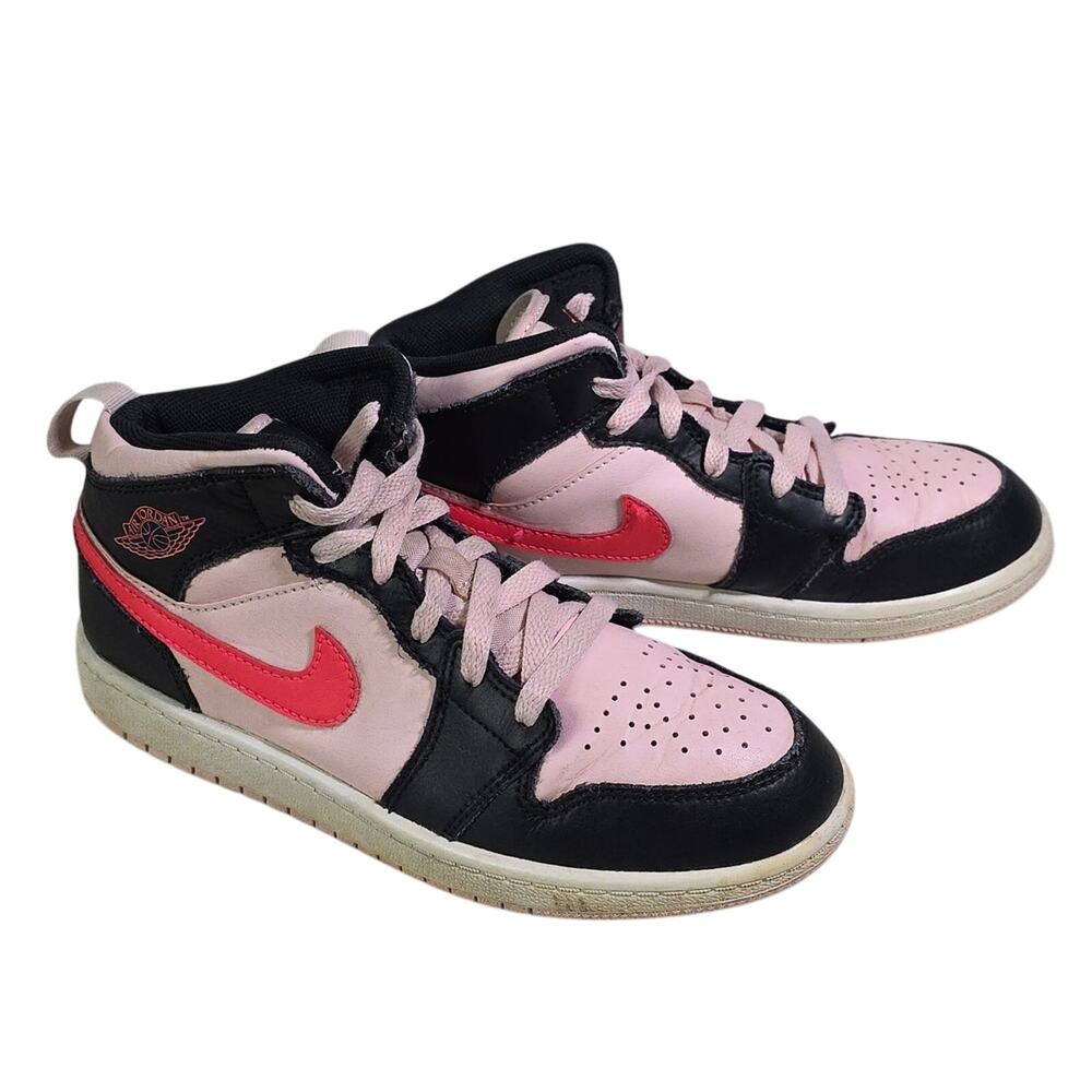 Nike Air Jordan 1 Mid GS Atmosphere Pink and Black Sneakers Kids Size 3Y